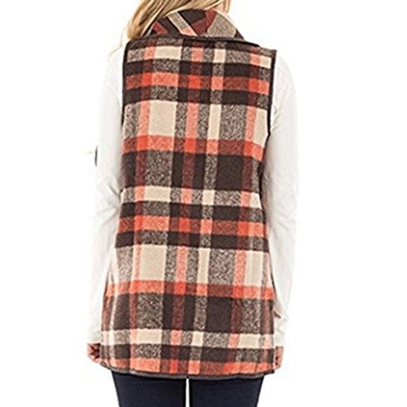 AMBER Plaid Open Front Vest - Picture 2 of 4